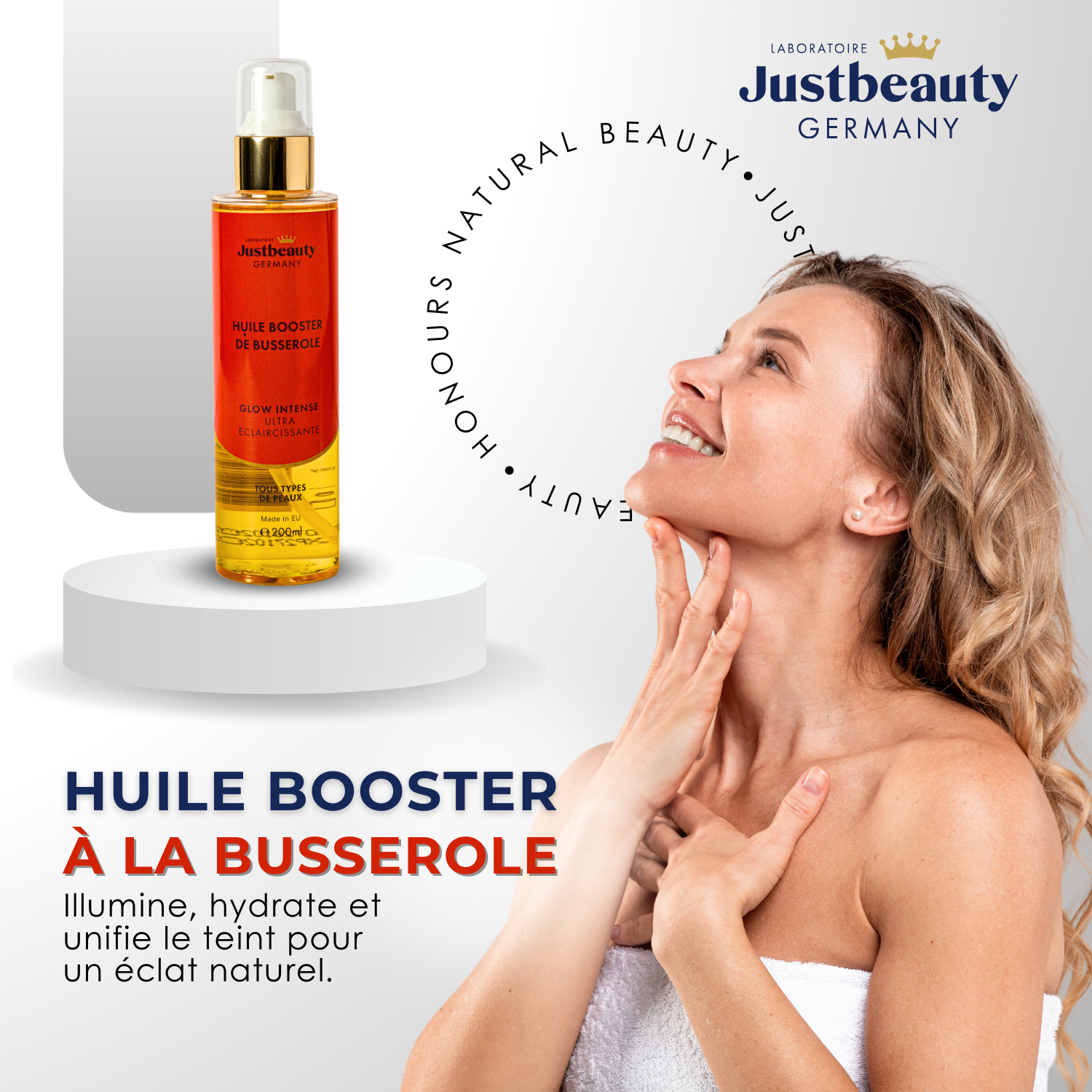HUILE SACRÉE LUMIÈRE – BUSSEROLE & À L’ACIDE KOJIQUE 200ml