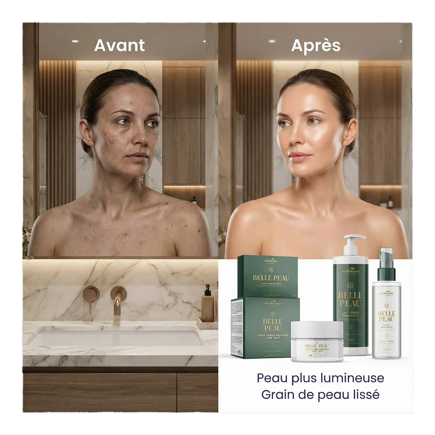 BELLE PEAU – COFFRET LUXE 4 PCS – LA RÉVOLUTION ÉCLAT SIGNÉE JUSTBEAUTY GERMANY