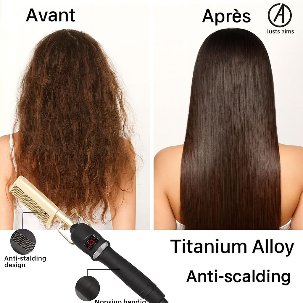 Peigne Lissant Électrique Anti-Brûlure