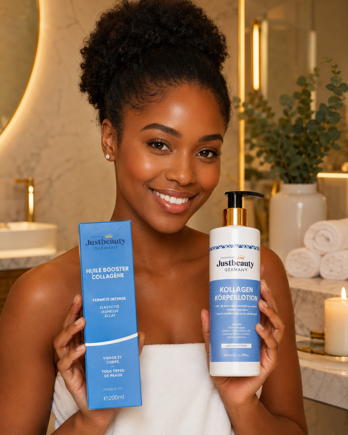 DUO KÖRPER SECRET DE JEUNESSE – GESTRAFFTE, GLATTERE & STRAHLENDE HAUT | KÖRPERLOTION 400ML + KOLLAGEN-BOOSTER-ÖL 200ML