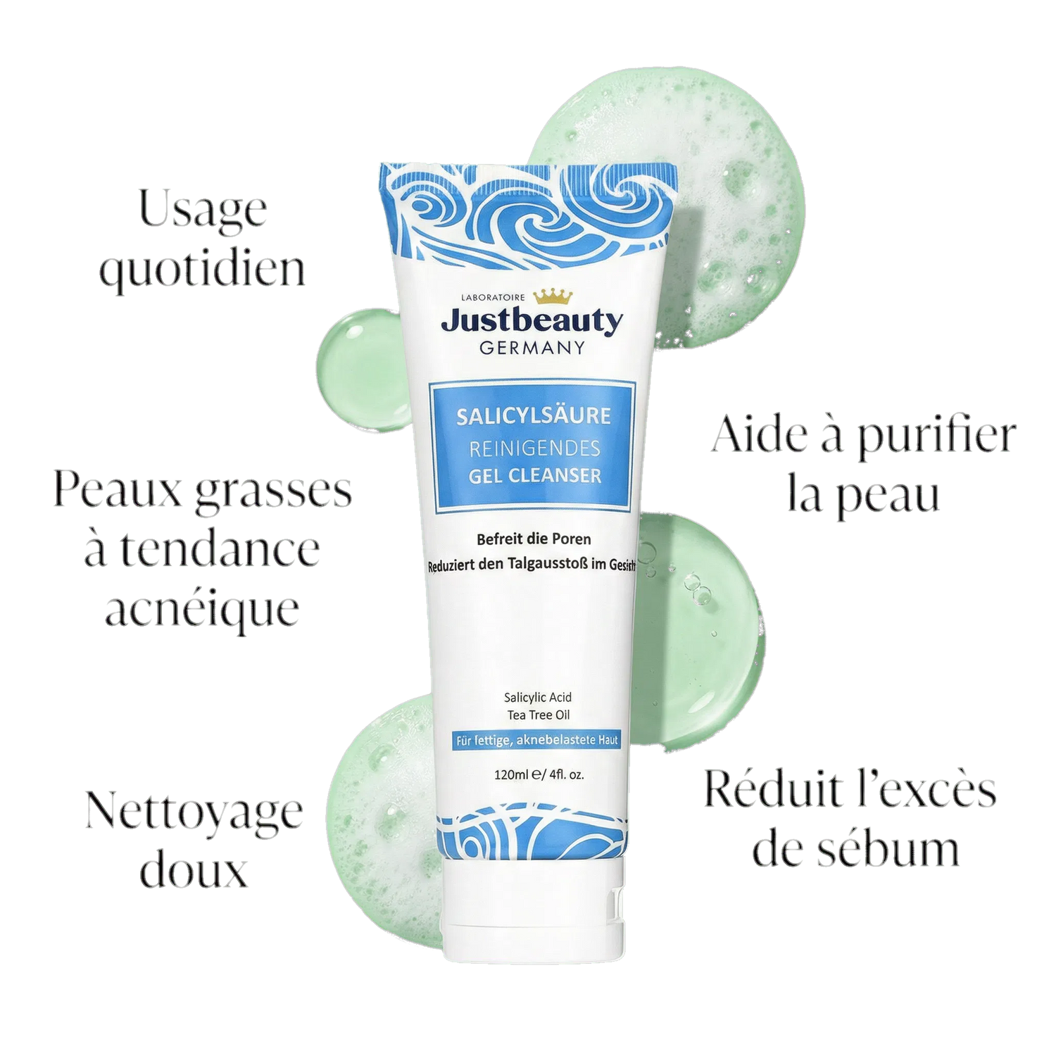 PURE SKIN SOLUTION – Nettoyant Visage Purifiant Anti-Acné; Anti-Imperfections (120 ml)