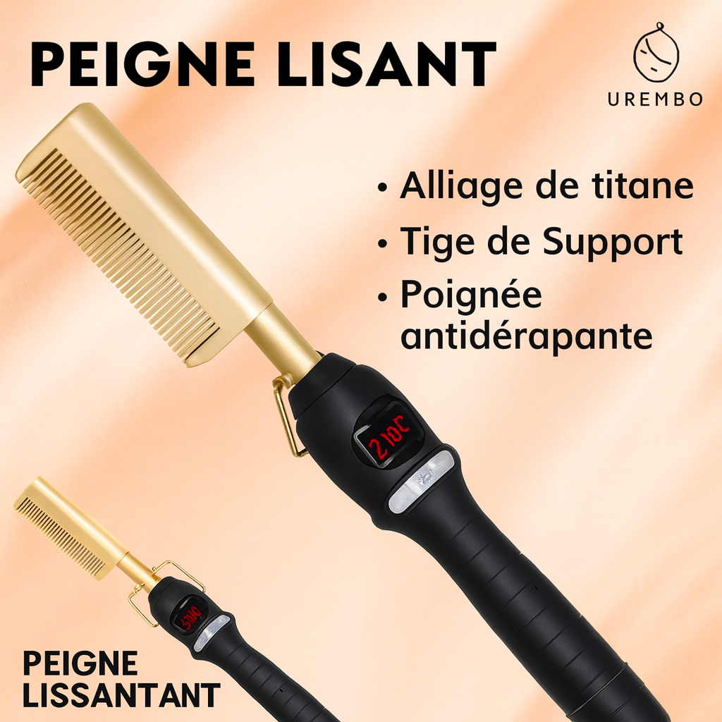 Peigne Lissant Électrique Anti-Brûlure