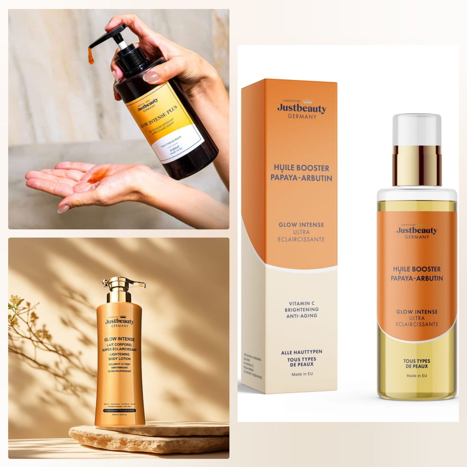 TRIO LUMIÈRE INTENSE – HUILE + LAIT + GEL DOUCHE