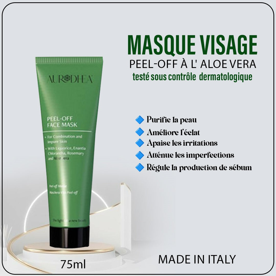 "Masque Peel-Off Clarifiant et Éclaircissant à l'Aloe Vera et à la Réglisse – 75 ml"