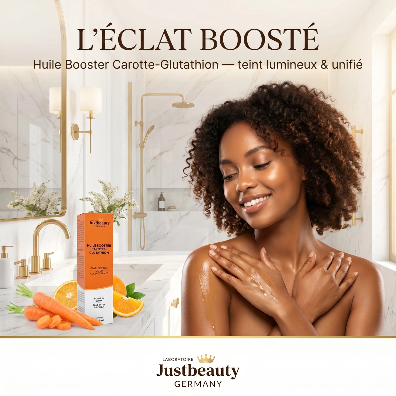 Vita C Shine – Ma Routine Glow Femme Enceinte – Peau Terne & Taches – Lait Corps + Huile Booster Carotte & Glutathion