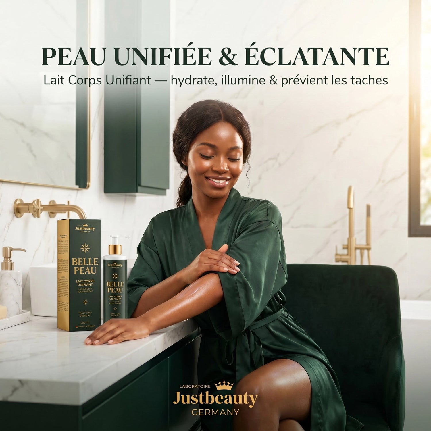 Belle Peau – Duo Révolutionnaire Éclat – Solution Anti-Taches & Teint Uniforme | Lait Corps + Huile Naturelle Booster