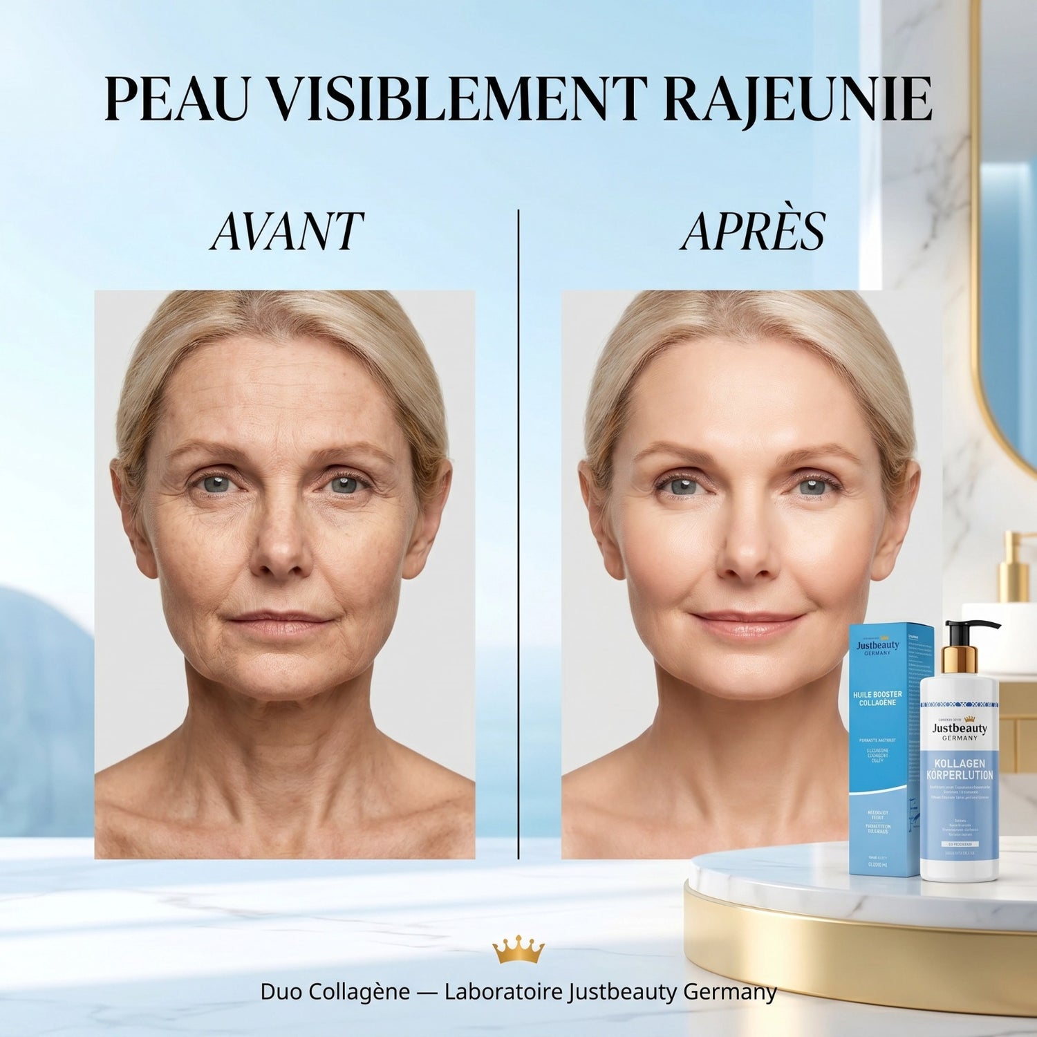 DUO KÖRPER SECRET DE JEUNESSE – GESTRAFFTE, GLATTERE & STRAHLENDE HAUT | KÖRPERLOTION 400ML + KOLLAGEN-BOOSTER-ÖL 200ML