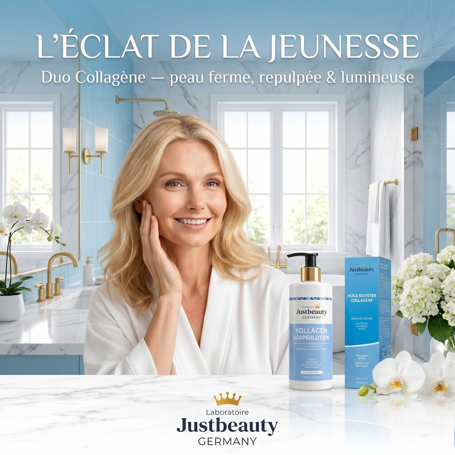 DUO KÖRPER SECRET DE JEUNESSE – GESTRAFFTE, GLATTERE & STRAHLENDE HAUT | KÖRPERLOTION 400ML + KOLLAGEN-BOOSTER-ÖL 200ML