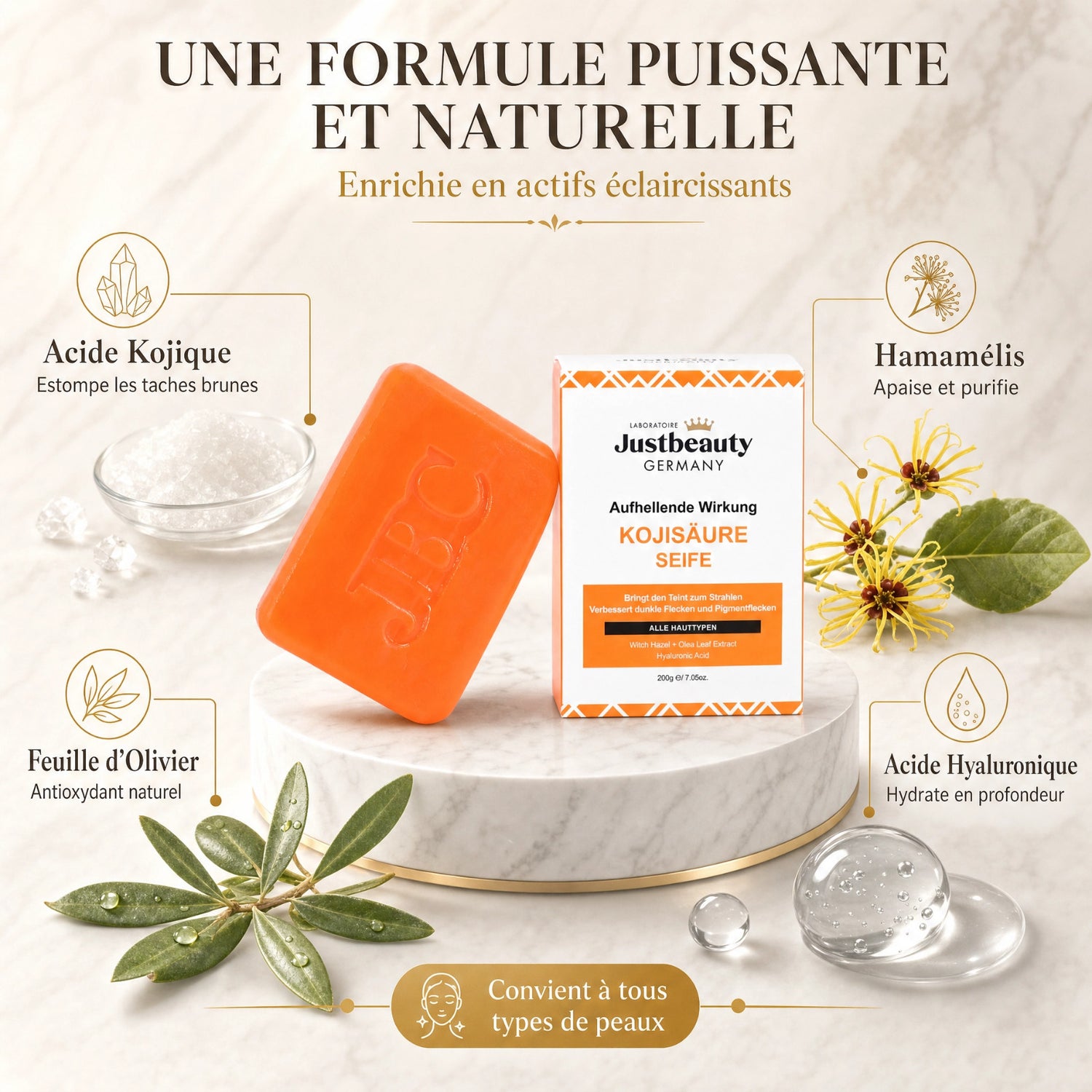 SAVON ÉCLAIRCISSANT À L'ACIDE KOJIQUE - 200G