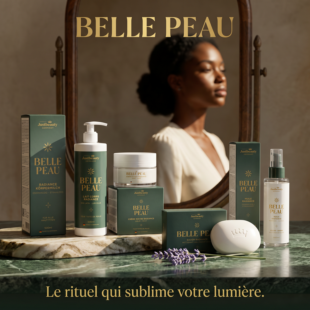 BELLE PEAU – Coffret Luxe Bain d’Hydratation & Éclat Sublime • Rituel pour Peaux Sèches et Déshydratées | 4 pièces