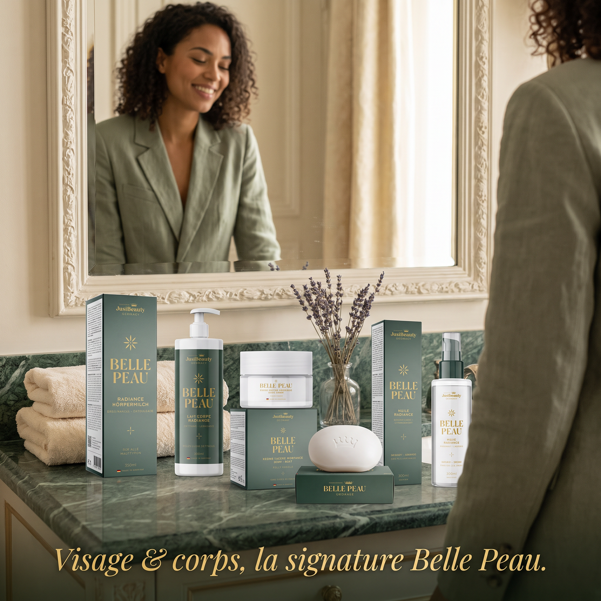 BELLE PEAU – Coffret Luxe Bain d’Hydratation & Éclat Sublime • Rituel pour Peaux Sèches et Déshydratées | 4 pièces