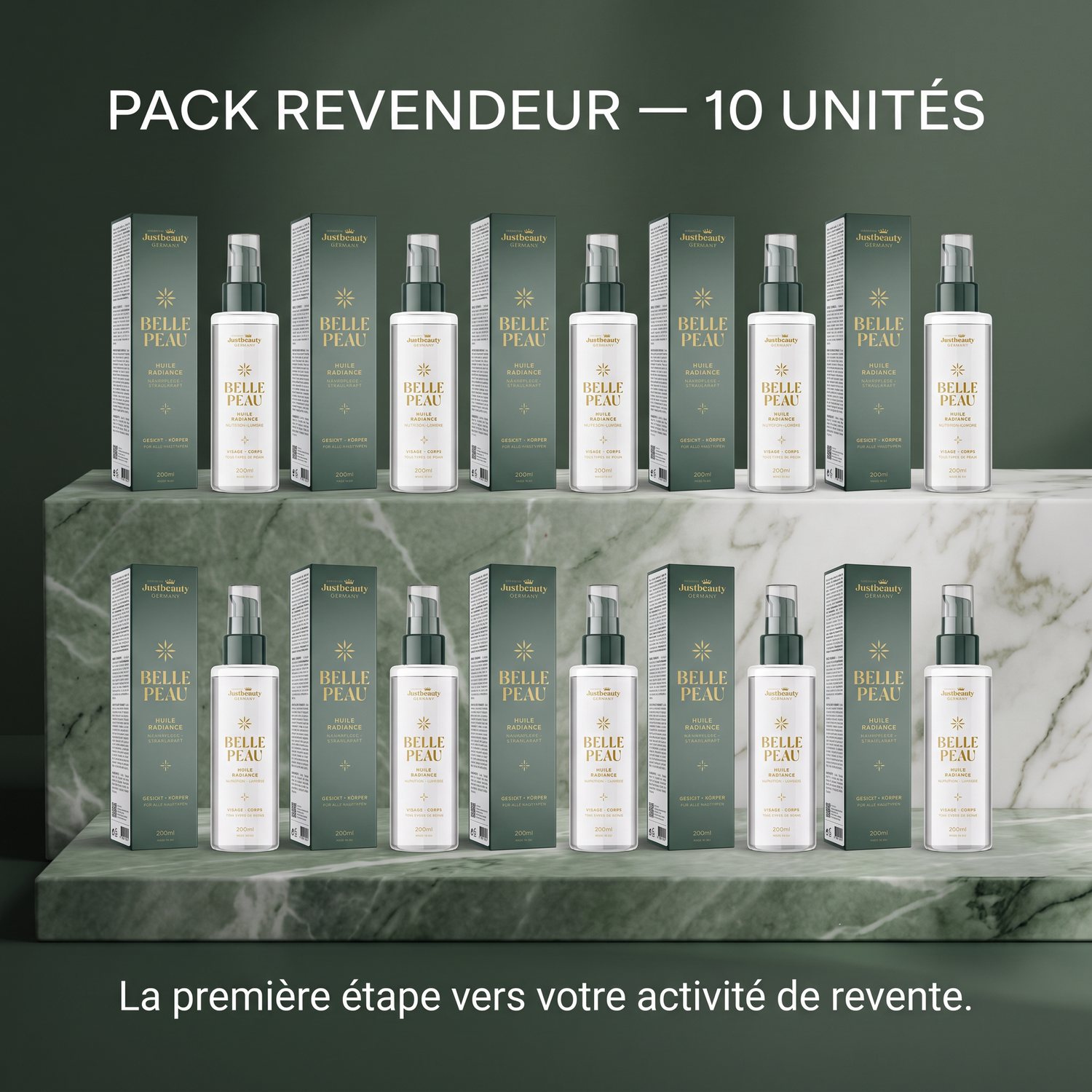 Pack Lancement Revendeur BELLE PEAU – 10 Laits Corporels de 500 ml