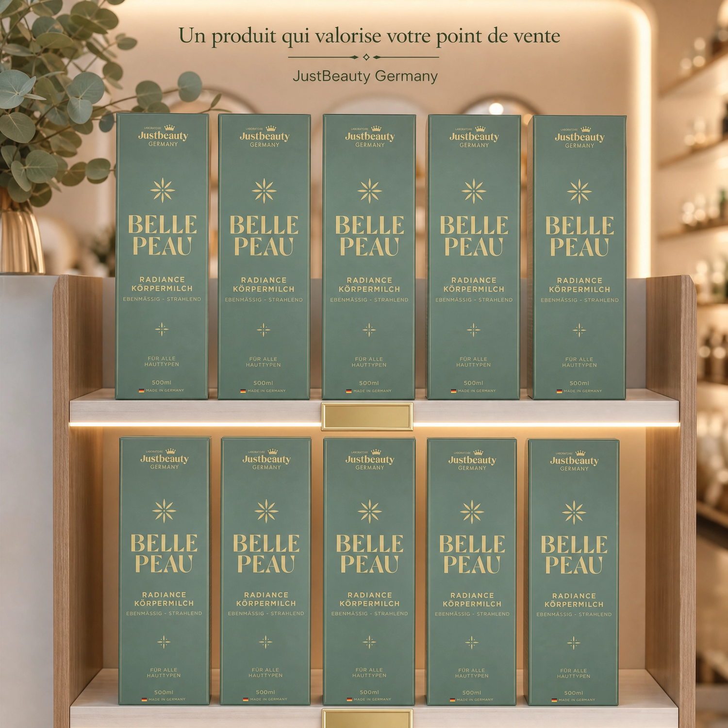Pack Lancement Revendeur BELLE PEAU – 10 Laits Corporels de 500 ml