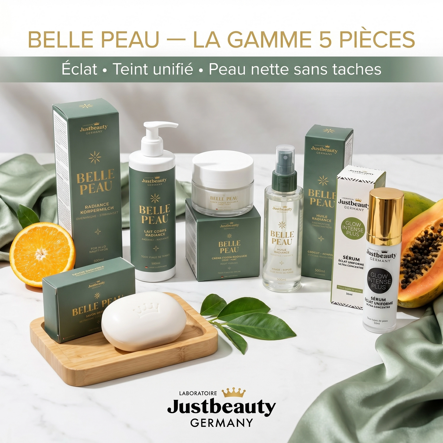 SCHÖNE HAUT – 5-TEILIGES SET • DIE REVOLUTIONÄRE STRAHLKRAFT VON JUSTBEAUTY GERMANY