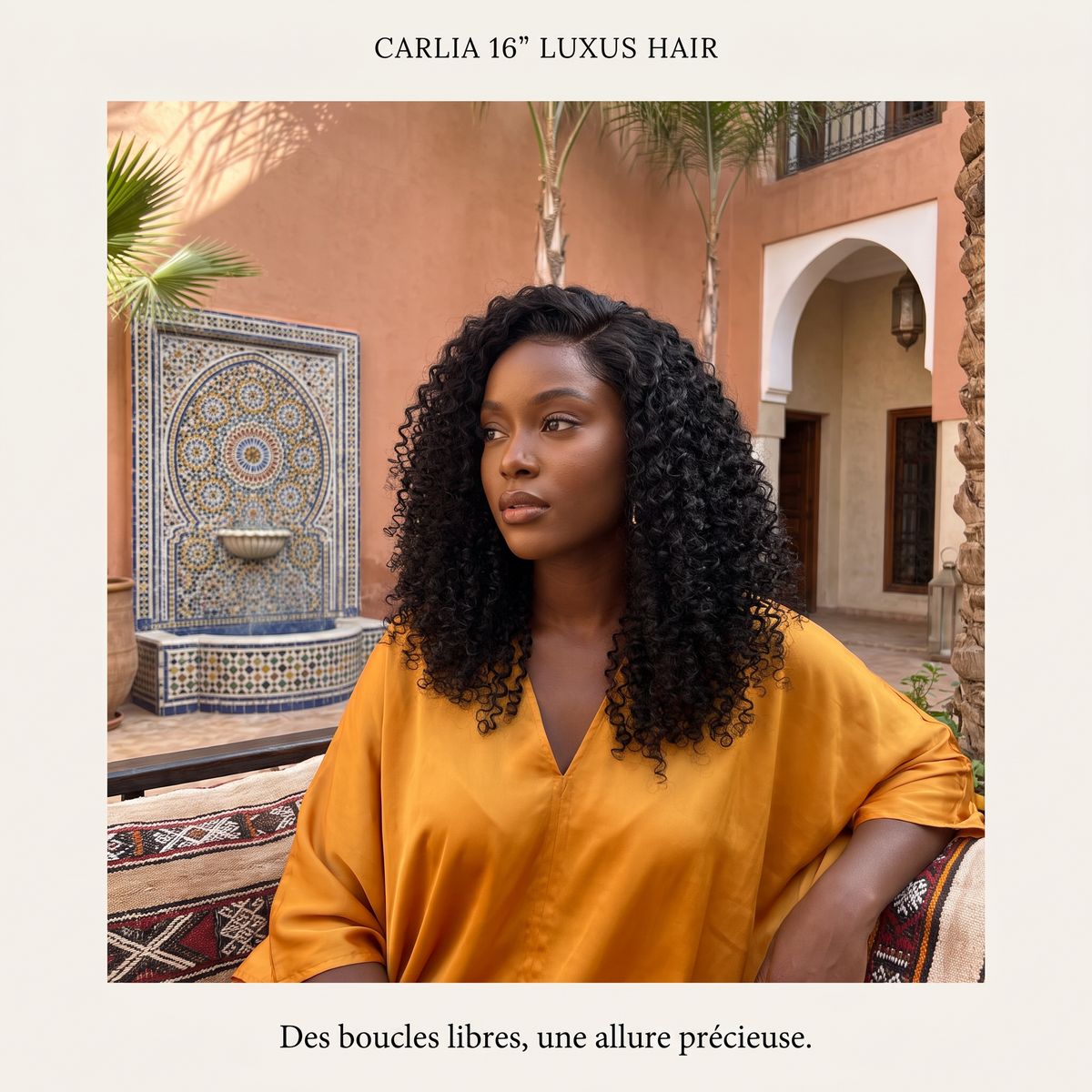 CARLIA 16″ by LUXUS HAIR — Perruque noire bouclée, volume généreux et glamour affirmé
