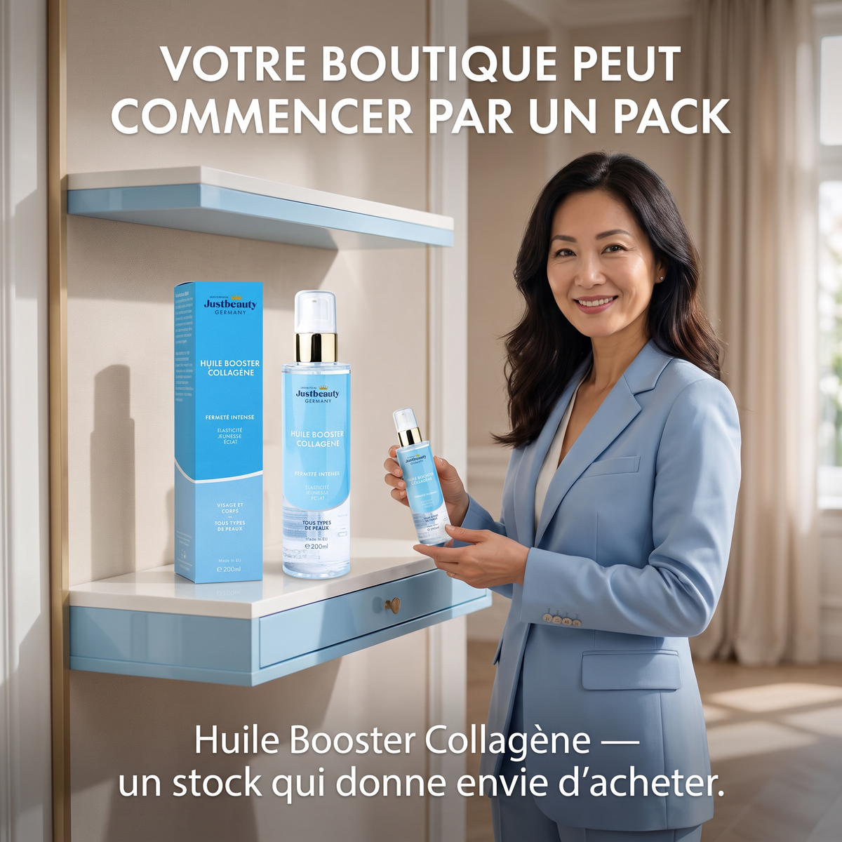 Pack Revendeur Huile Booster Collagène – 10 × 200 ml pour Transformer Votre Passion en Premières Ventes