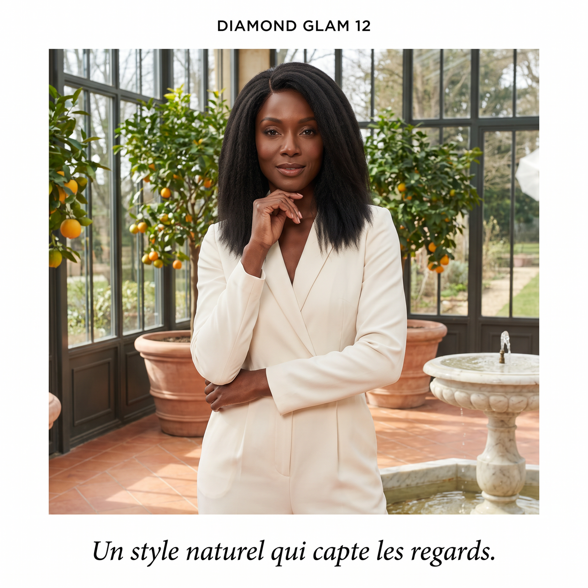 DIAMOND GLAM 12″ — Perruque de luxe en cheveux 100 % naturels, éclat soyeux et tombé fluide