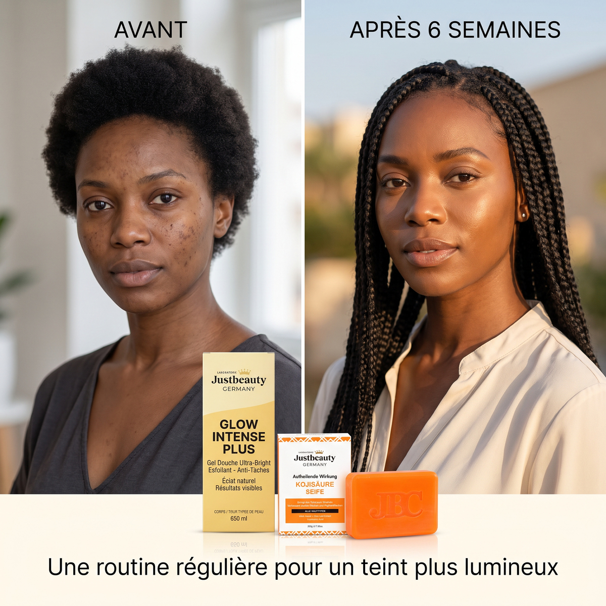 DUO ANTI-TACHES VISAGE & CORPS – Gel Douche Glow Intense Plus + Savon Kojique