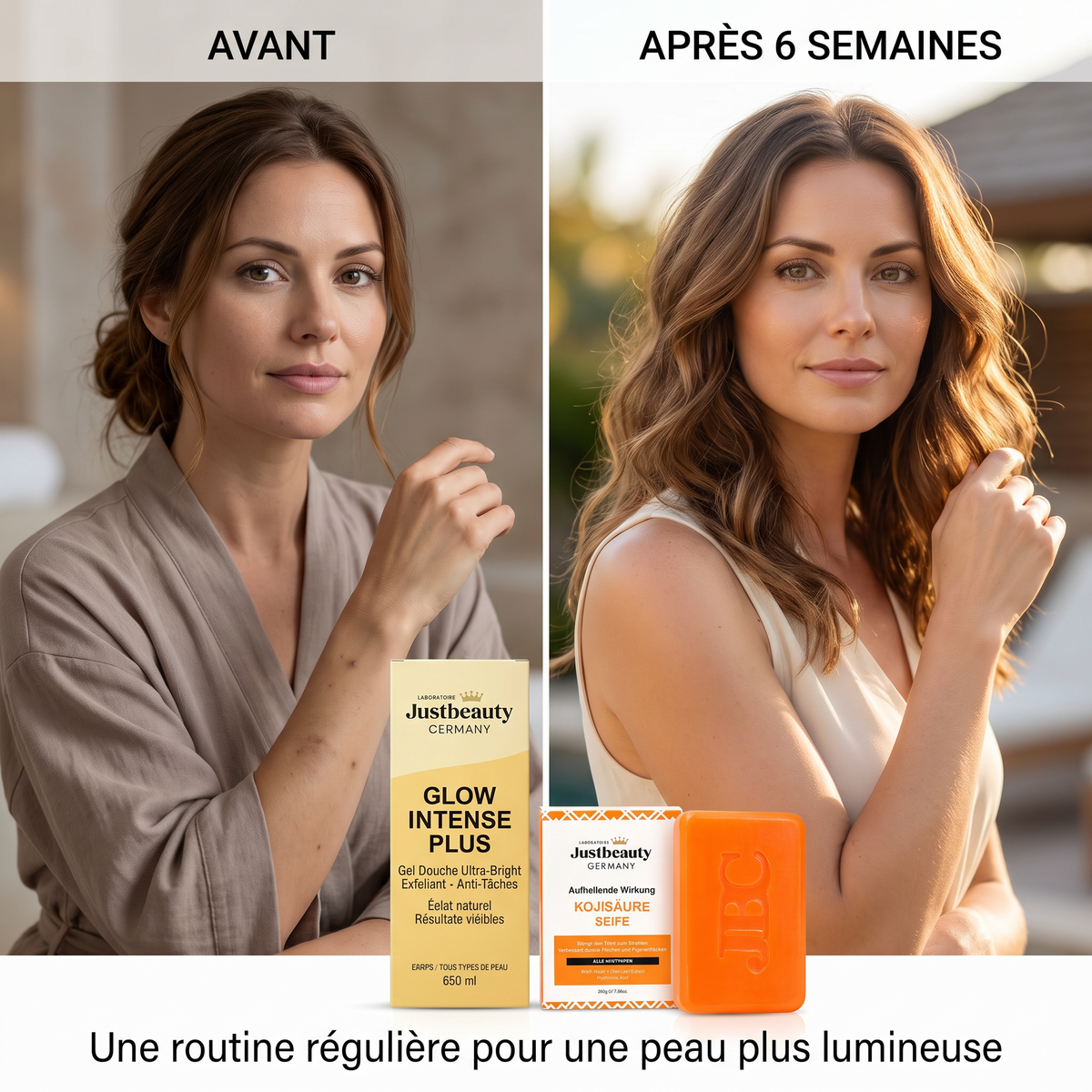 Glow Intense Plus — Duo Éclat : Savon Kojique Visage & Gel Douche Exfoliant Corps