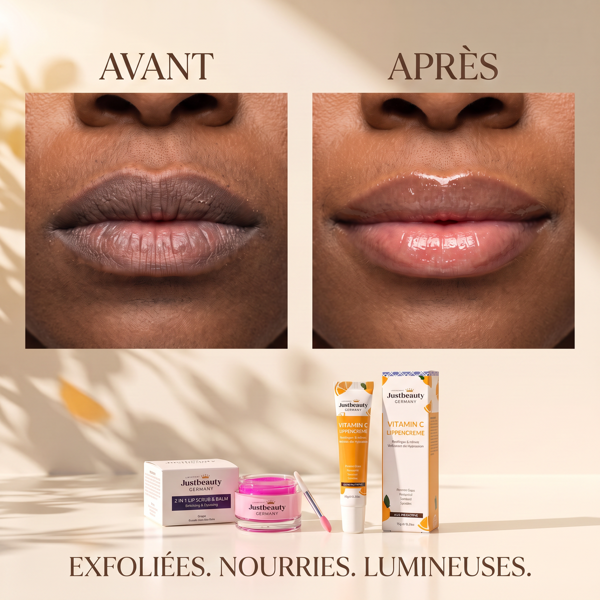 VITA-C Shine — Duo Éclat Lèvres | Gommage 2 en 1 & Crème à la Vitamine C