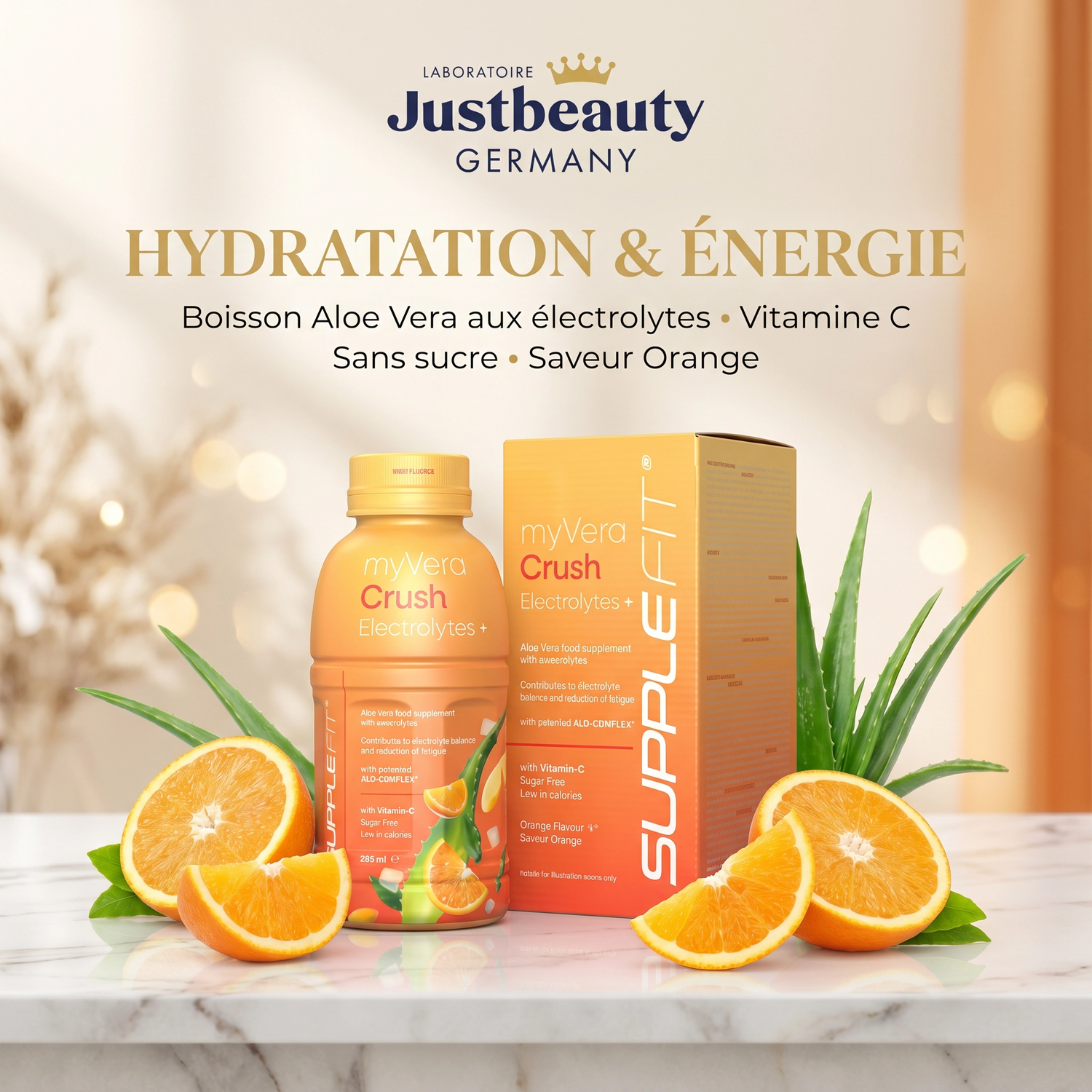 MYVERA CRUSH ELECTROLYTES+ – Le Boost Hydratation & Énergie pour Fatigue, Sport & Récupération | 6 × 285 ml