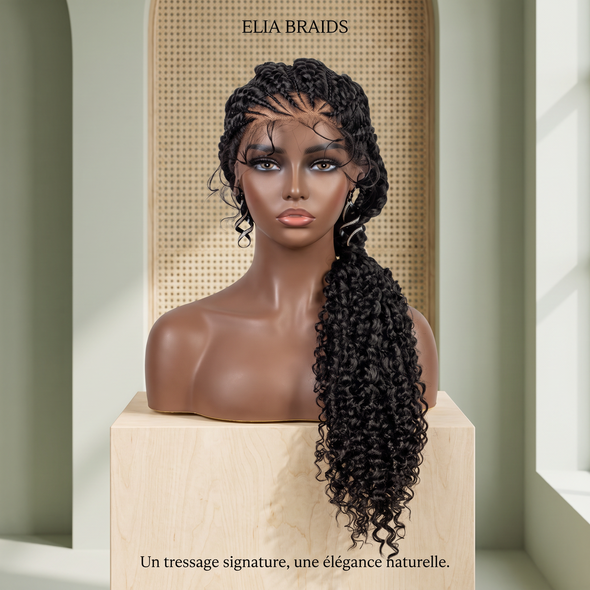 ELIA BRAIDS — Perruque tressée à longue queue bouclée, élégance bohème et caractère