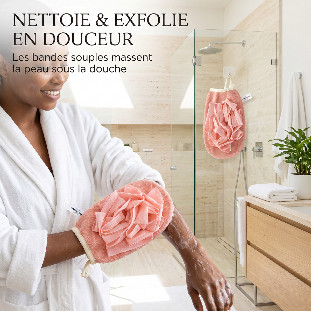 Gant Exfoliant Double Face — Le Geste Peau Neuve • Élimine les Cellules Mortes & Révèle une Peau Plus Lisse | Visage & Corps