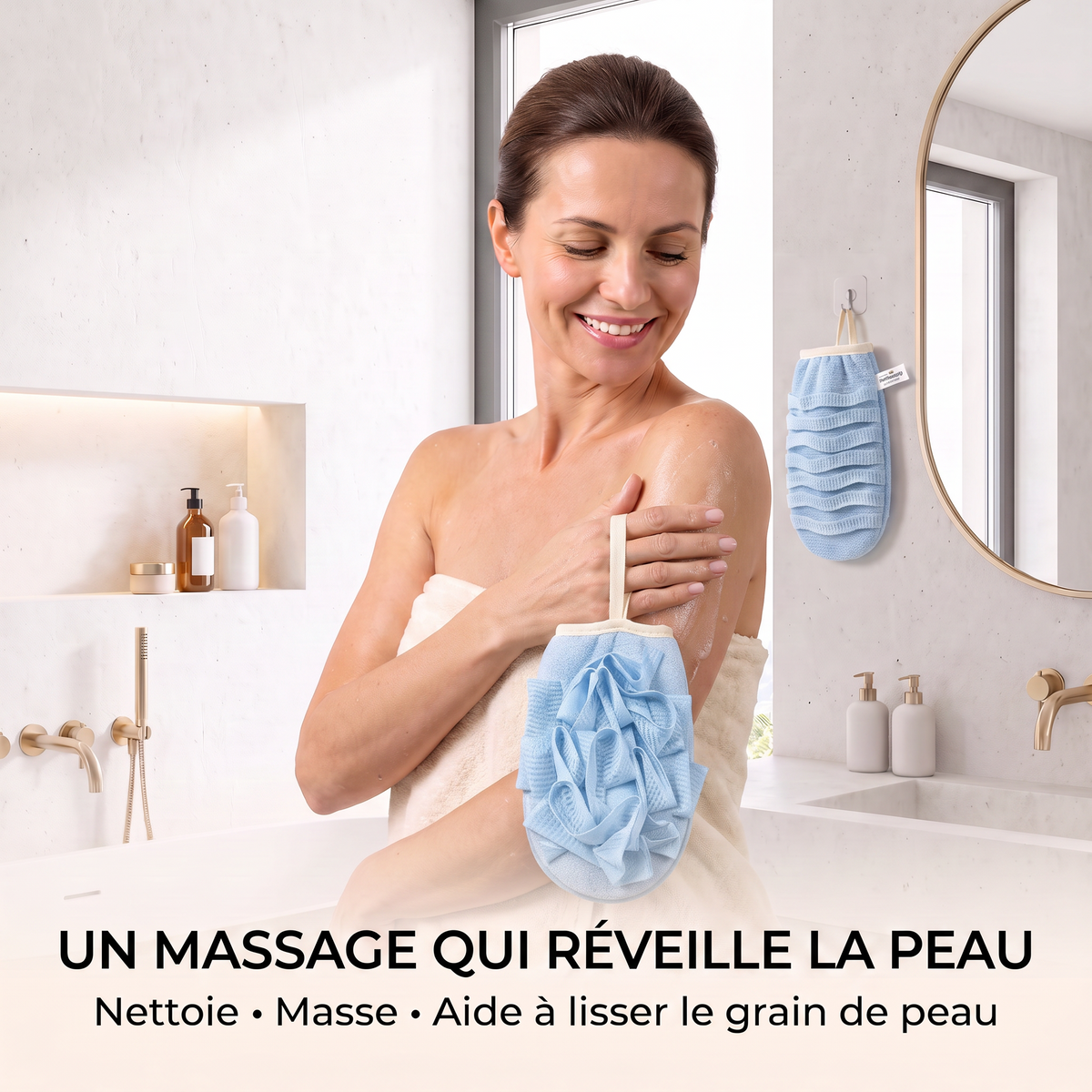 Gant Exfoliant Double Face — Le Geste Peau Neuve • Élimine les Cellules Mortes & Révèle une Peau Plus Lisse | Visage & Corps