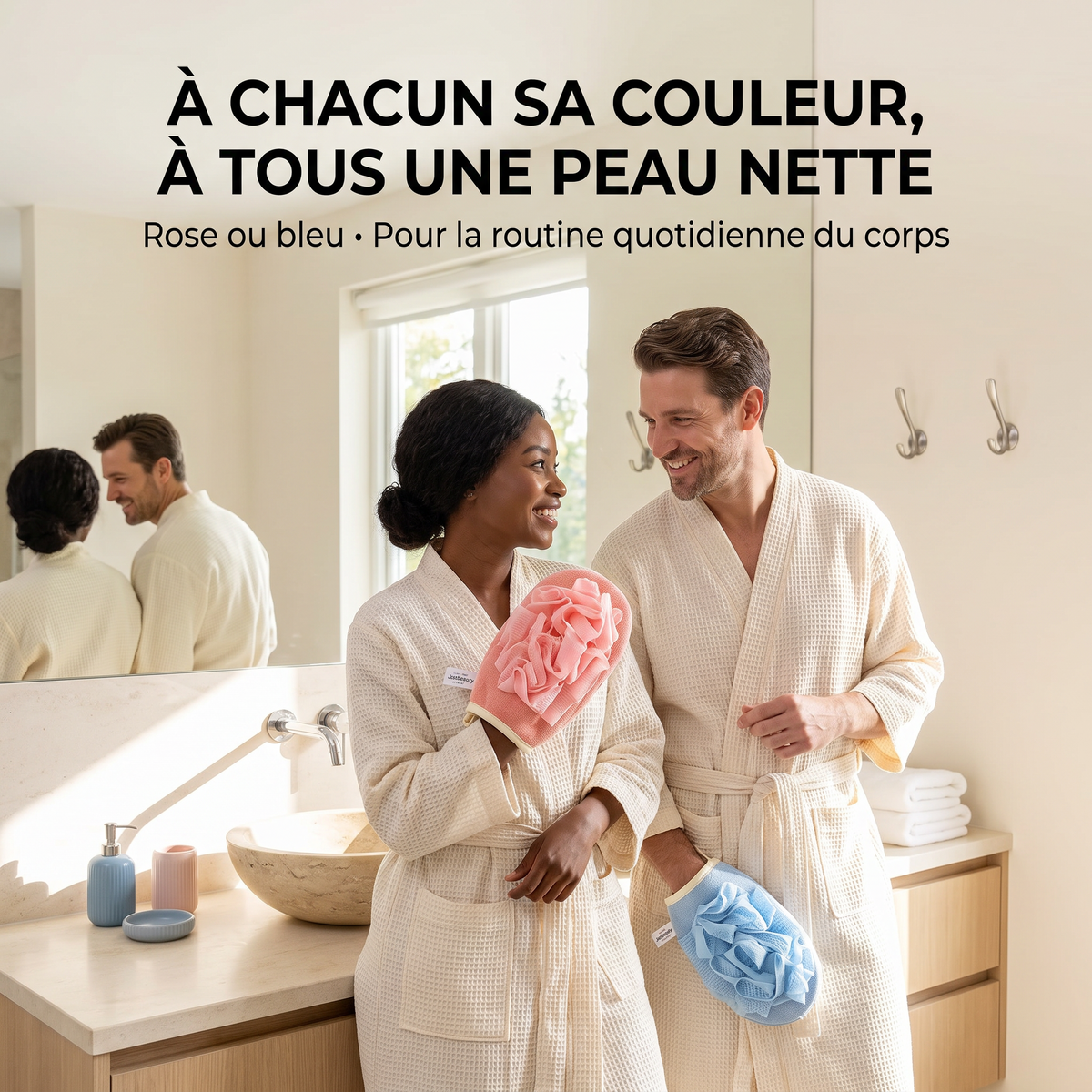 Gant Exfoliant Double Face — Le Geste Peau Neuve • Élimine les Cellules Mortes & Révèle une Peau Plus Lisse | Visage & Corps