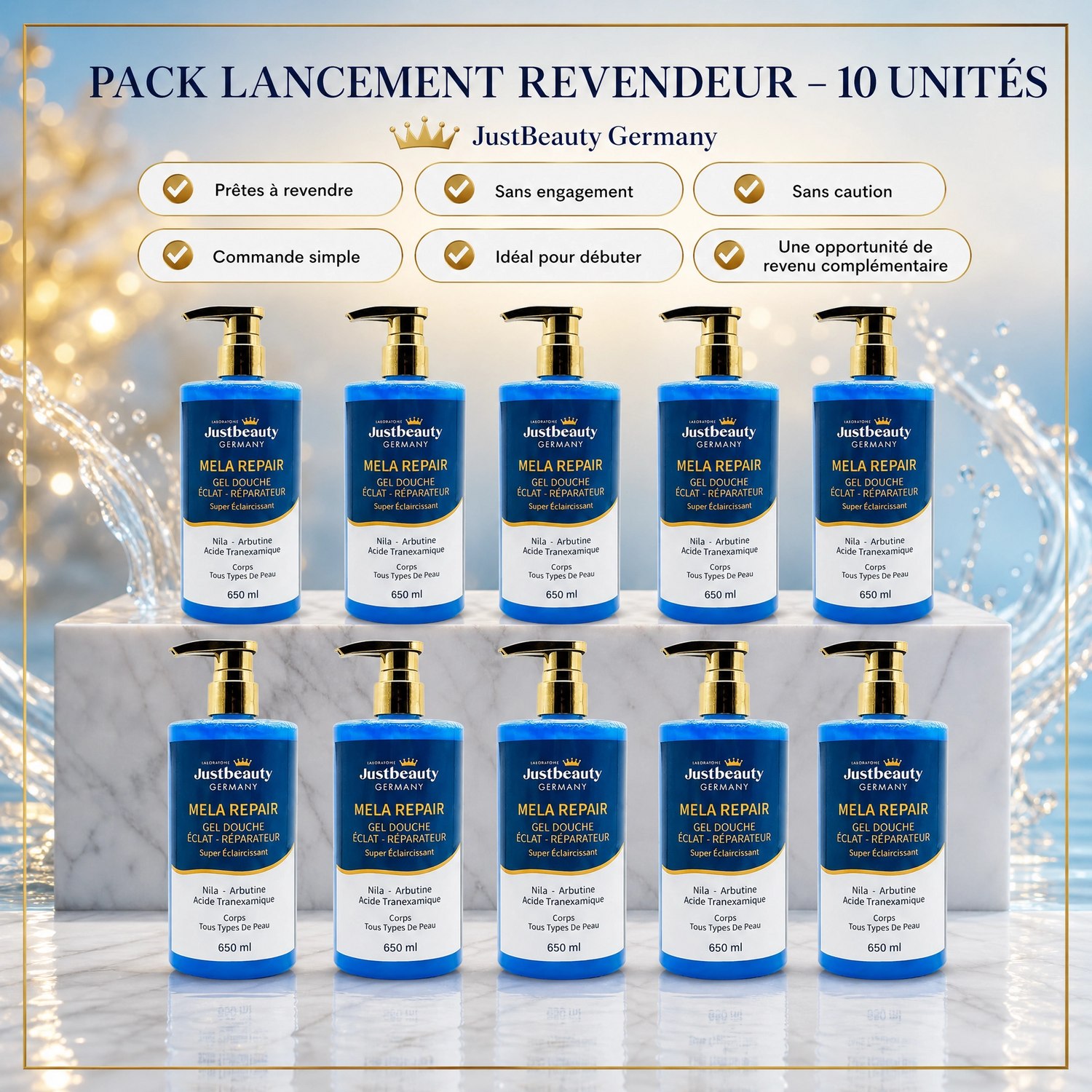 Pack Lancement Revendeur – 10 Gels Douche Nila Anti-Taches de 650 ml
