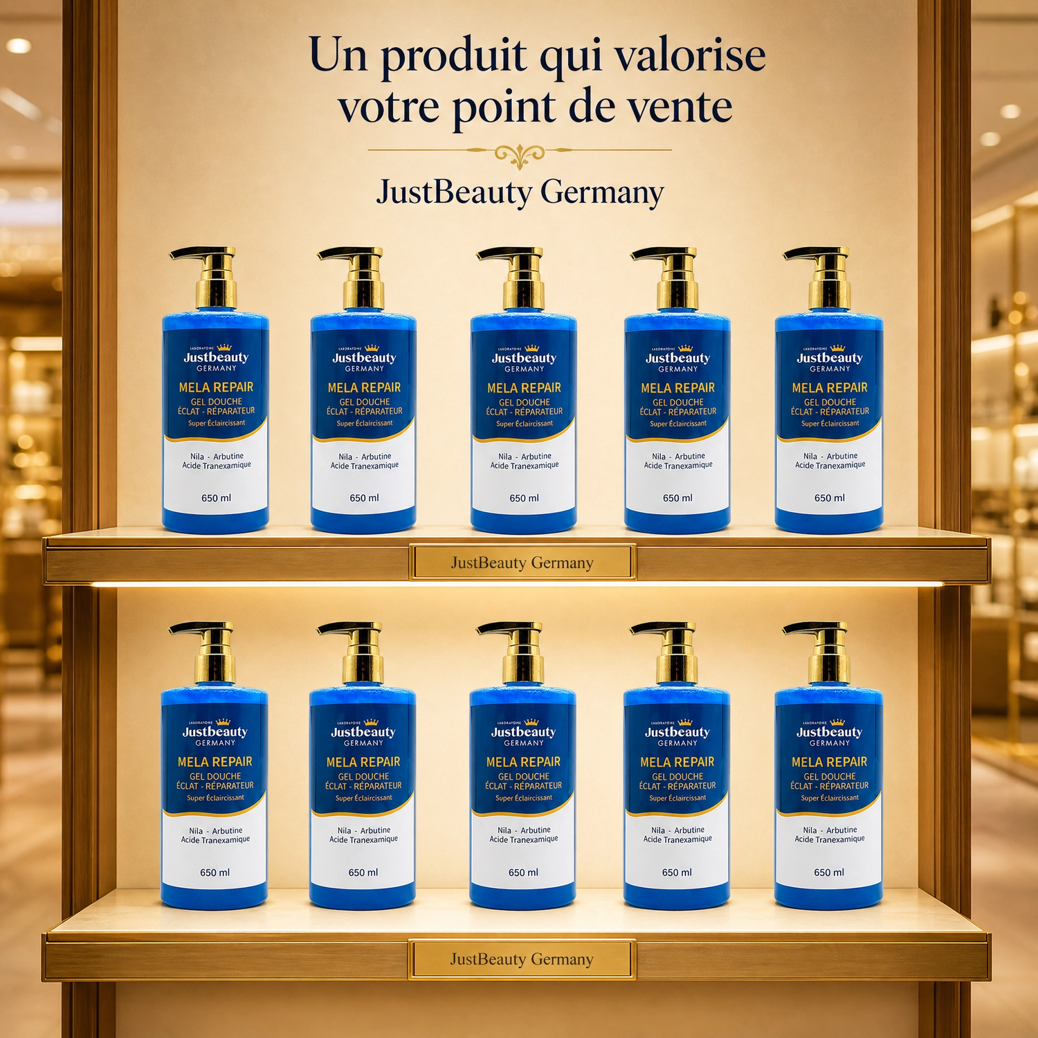 Pack Lancement Revendeur – 10 Gels Douche Nila Anti-Taches de 650 ml