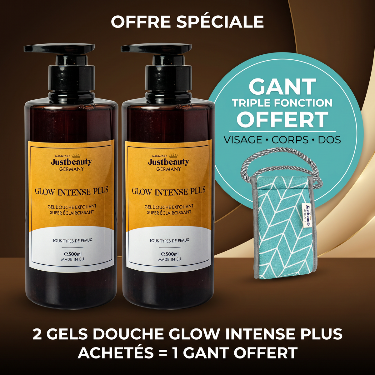 Gel Douche Exfoliant Sans Grains – Anti-Taches & Hyperpigmentation | 500 ml + Gant Offert
