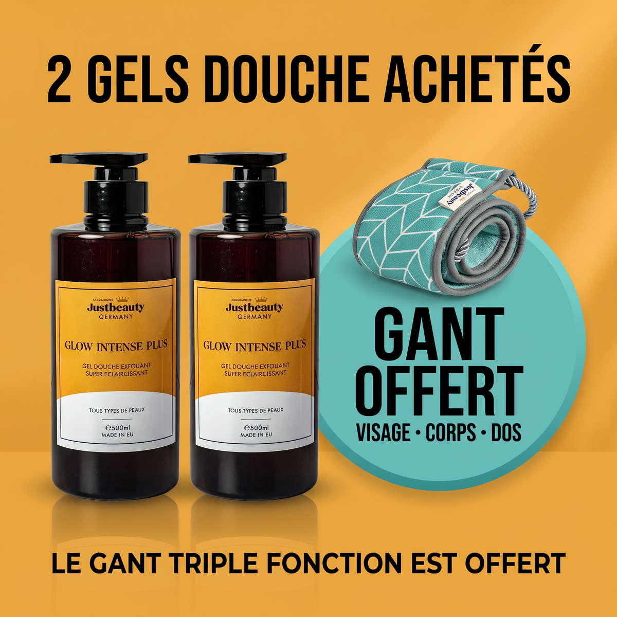 Gel Douche Exfoliant Sans Grains – Anti-Taches & Hyperpigmentation | 500 ml + Gant Offert