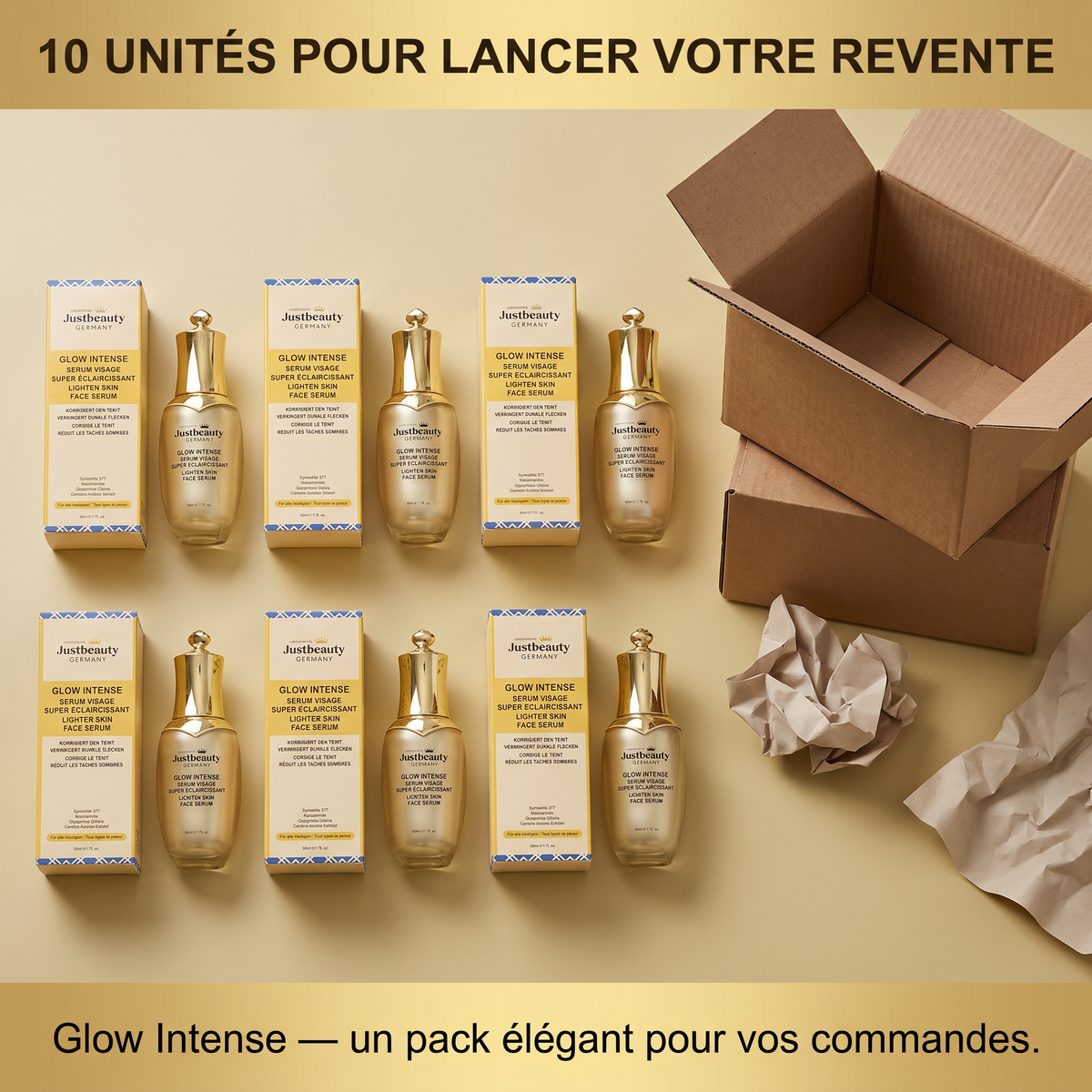 Pack Revendeur GLOW INTENSE PLUS – 10 Sérums Visage Éclat de 50 ml