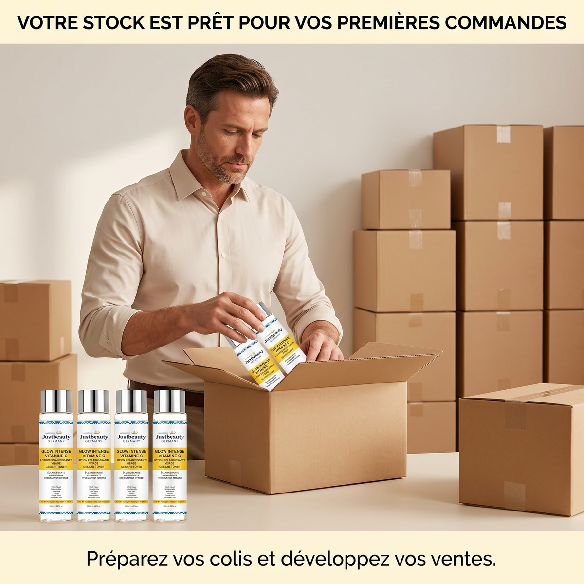 Pack Revendeur GLOW INTENSE PLUS – 10 Lotions Visage Éclaircissantes à la Vitamine C - 200 ml