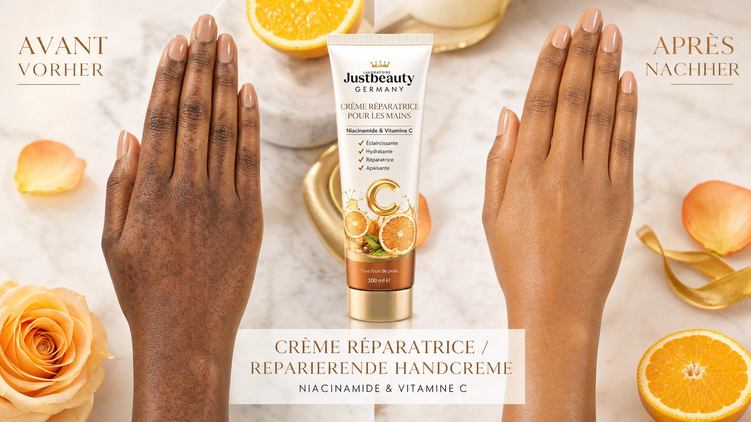 CRÈME MAINS RÉPARATRICE 2E GÉNÉRATION – DES MAINS PLUS DOUCES, PLUS LISSES, PLUS ÉCLATANTES 100ml