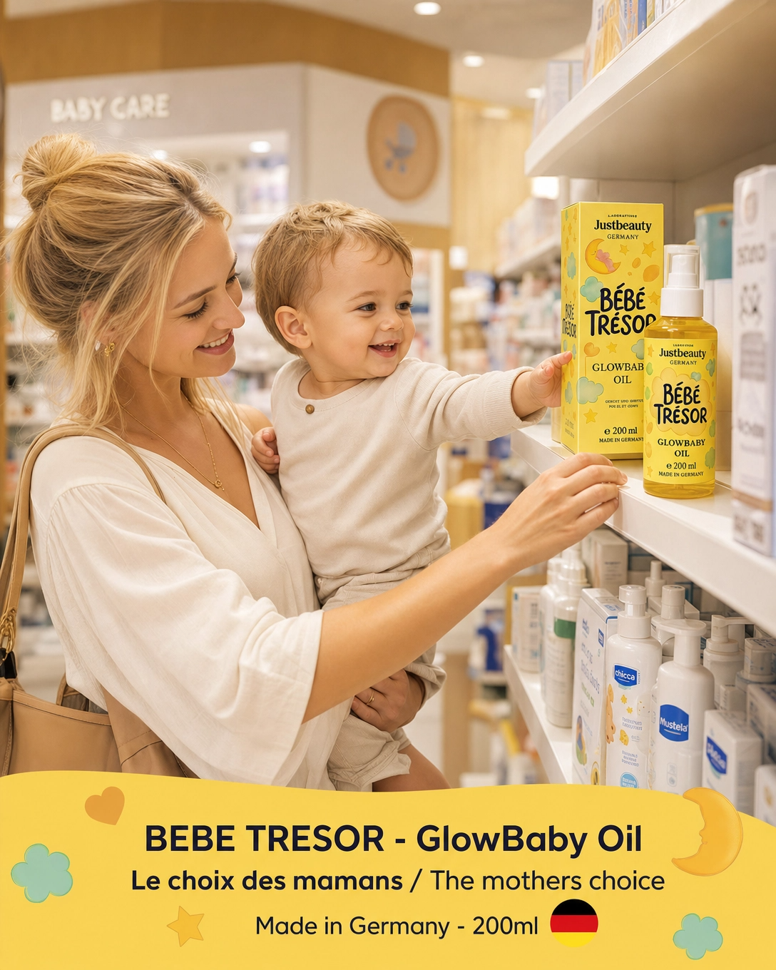 GLOWBABY OIL – L’Huile Précieuse de Massage & de Soin pour Bébé, Enfant & Ado 200ml