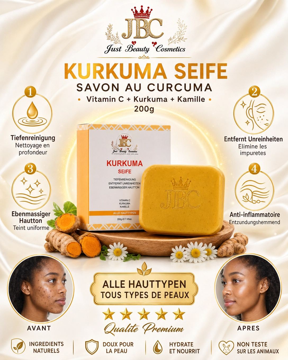 SAVON ÉCLAT VITAMINE C + CURCUMA 200g