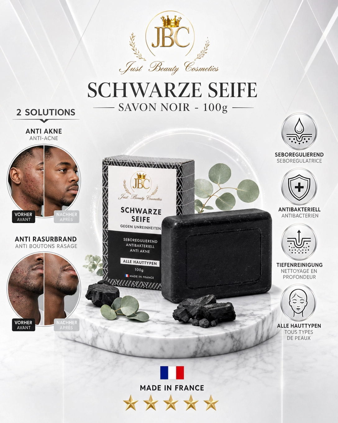 SAVONS NOIR AU CHARBON DE BAMBOU CONTRE L'ACNÉ 100G