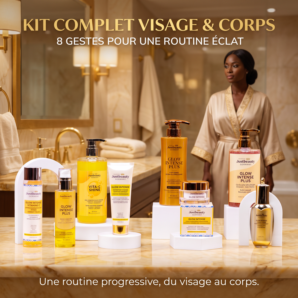 GLOW INTENSE PLUS – KIT GLOW MAX 8 PIÈCES – ROUTINE SUPER ÉCLAIRCISSANTE VISAGE & CORPS