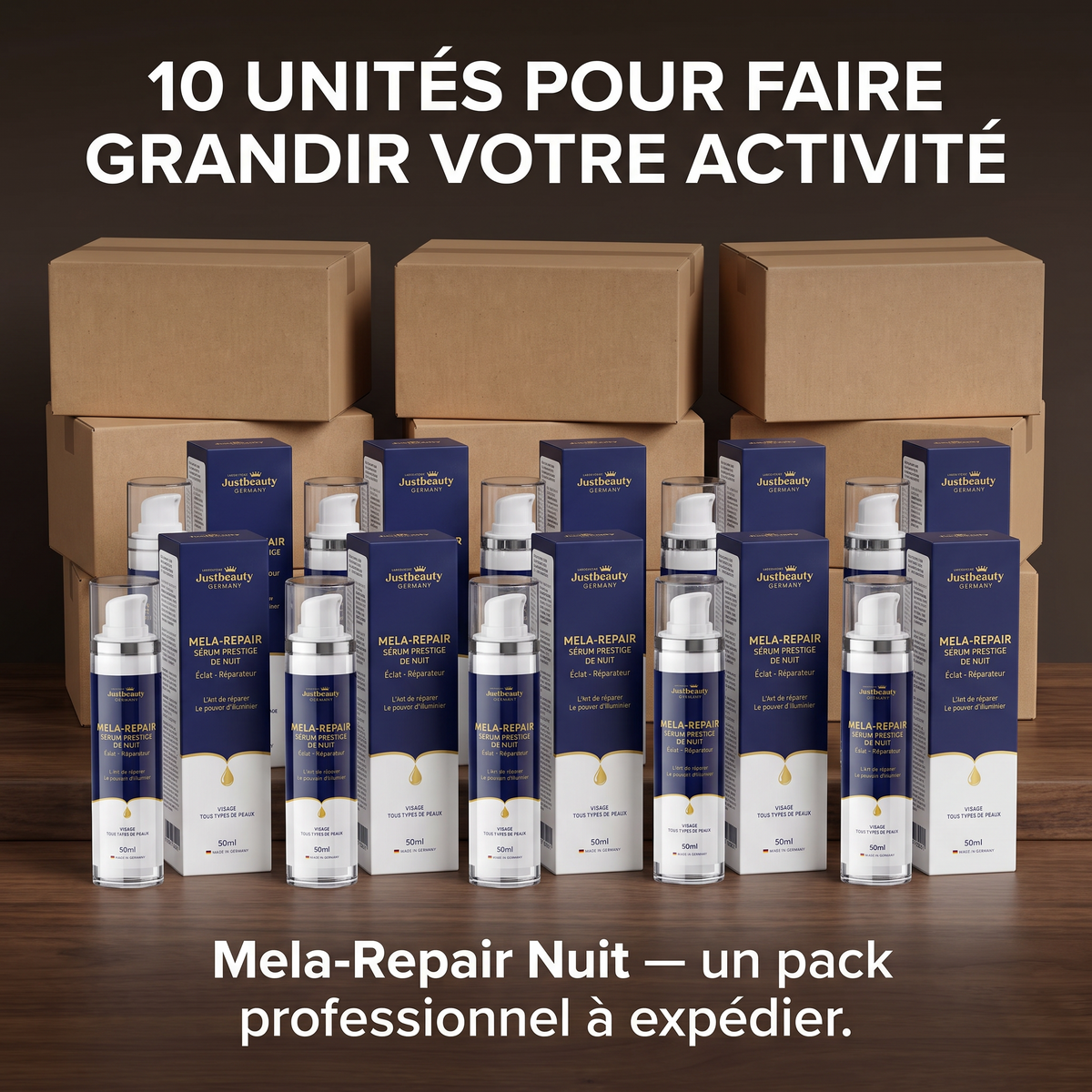 Pack Revendeur MELA-REPAIR – 10 Sérums Prestige de Nuit Anti-Taches de 50 ml
