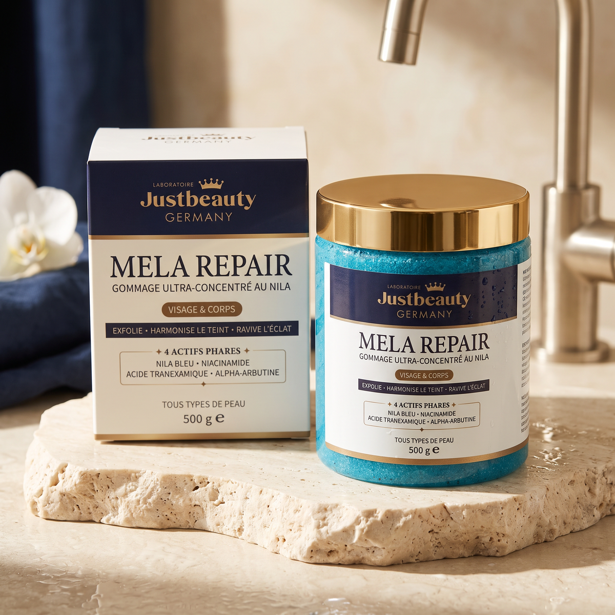 MELA REPAIR – Intensiv korrigierendes Peeling für Gesicht & Körper bei unebenem Teint & Ausstrahlung – 500 g