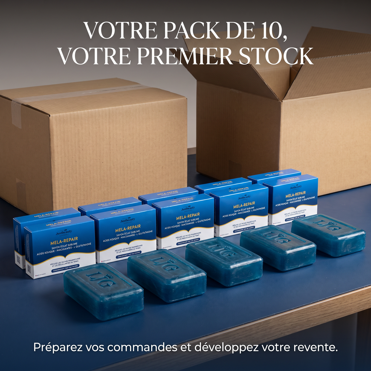 Pack Revendeur MELA-REPAIR – 10 Savons pour Tester le Marché et Développer Vos Ventes