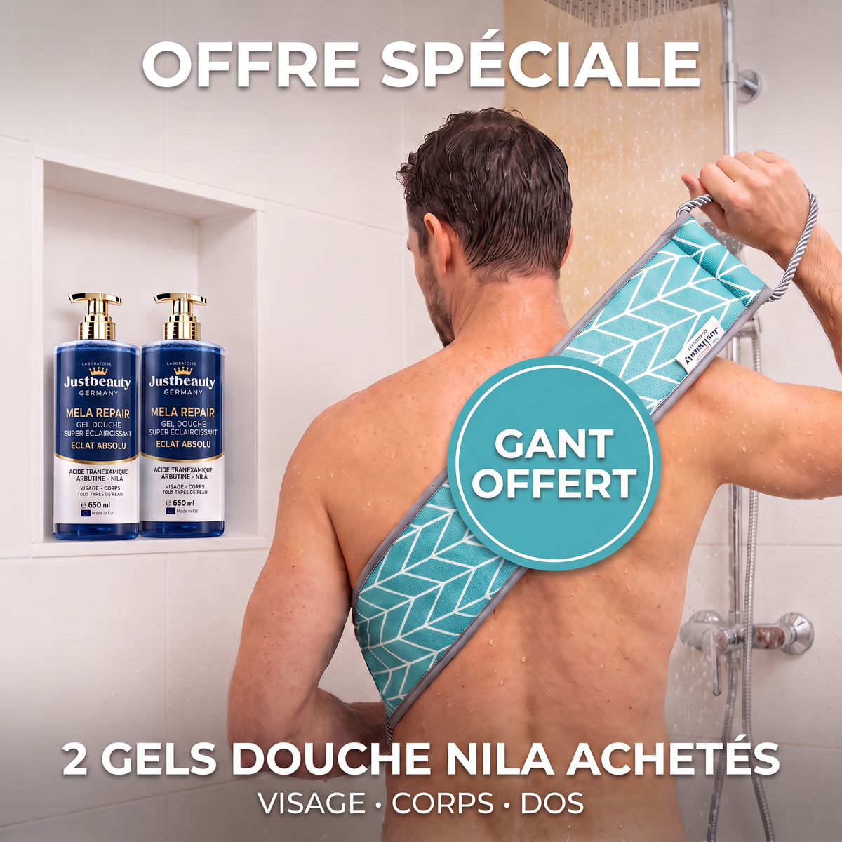 DUO Gel Douche Mela Repair  – Réparateur & Éclat | 650 ml + Gant Offert