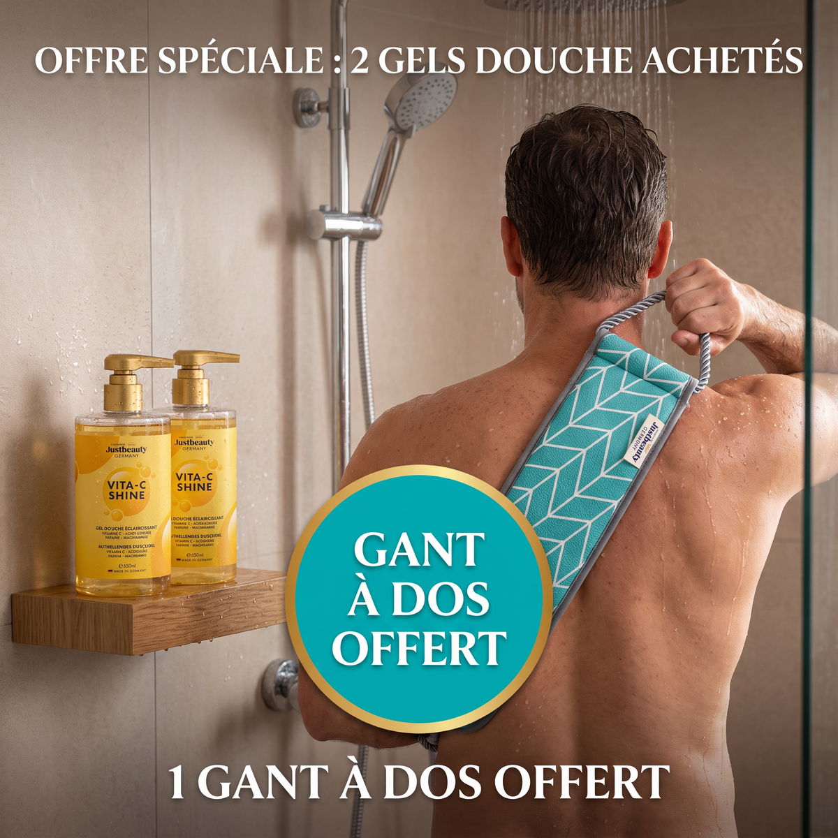 Duo Vita C Shine – Gel Douche Éclat Vitamine C 650 ml + Gant Offert