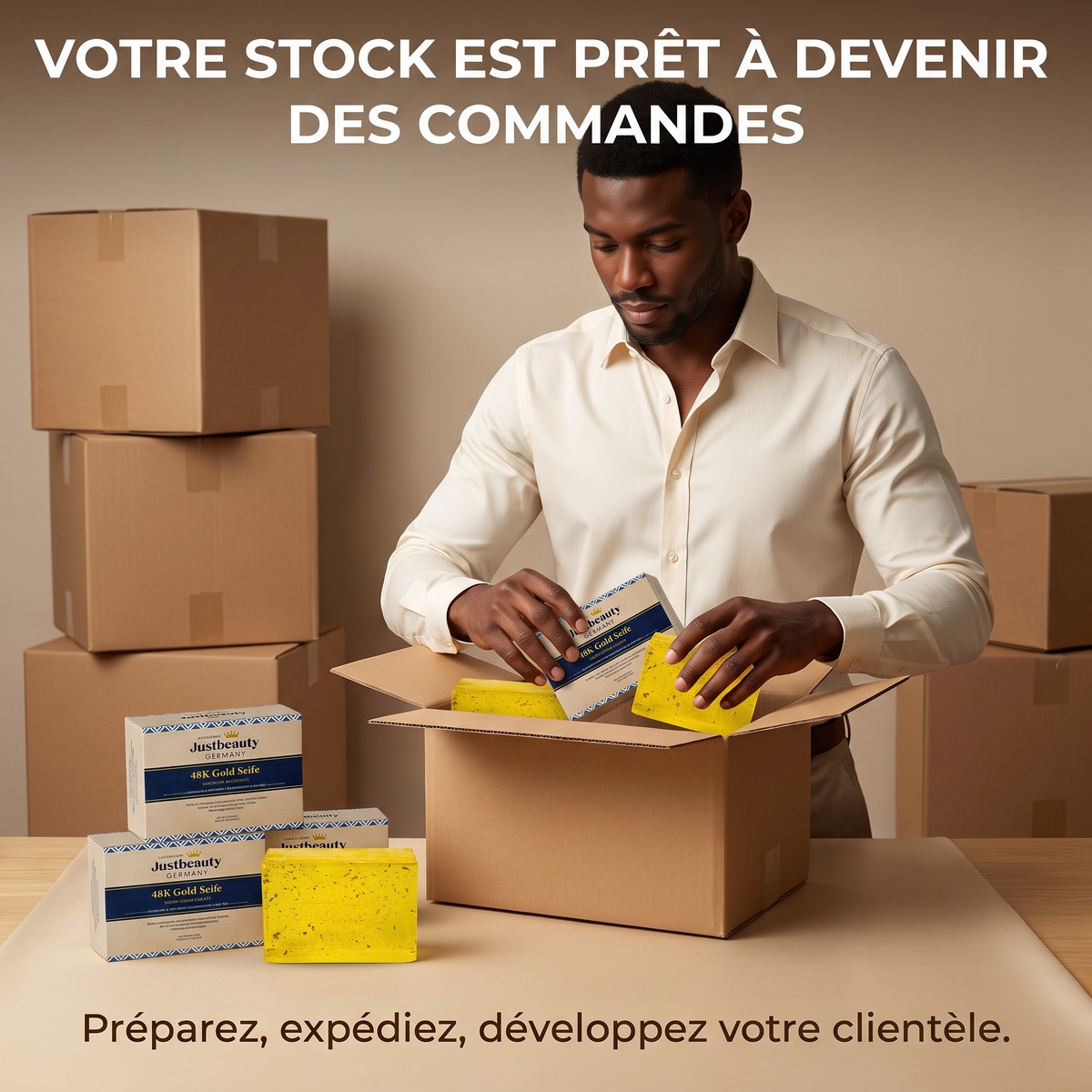 Pack Revendeur – 10 Savons 48K Gold pour Faire Briller Votre Offre Beauté