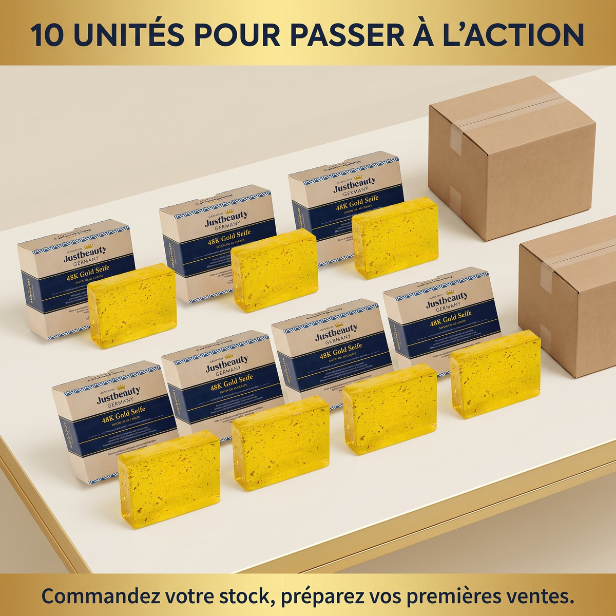 Pack Revendeur – 10 Savons 48K Gold pour Faire Briller Votre Offre Beauté