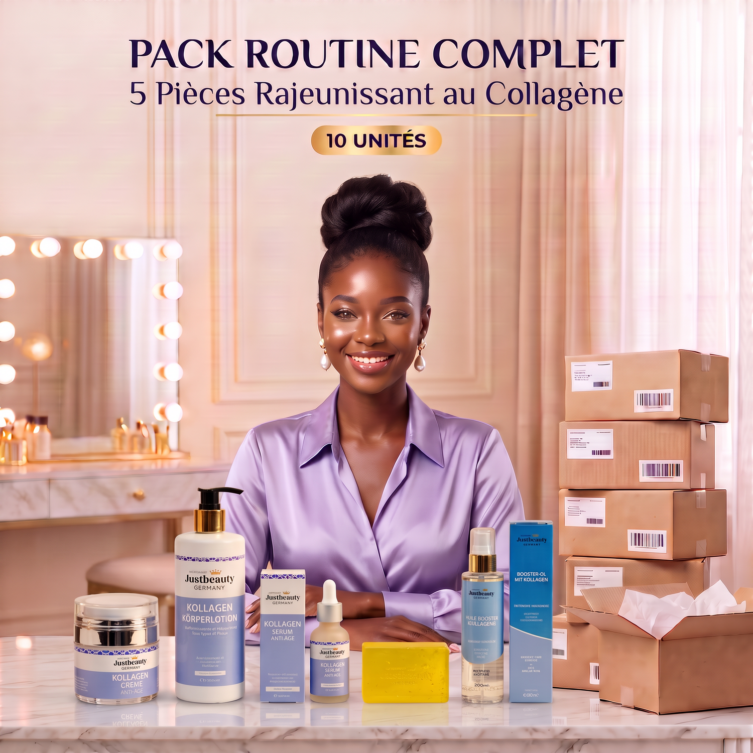 Pack Lancement Revendeur COLLAGÈNE ÉCLAT – 10 Coffrets de 5 Soins