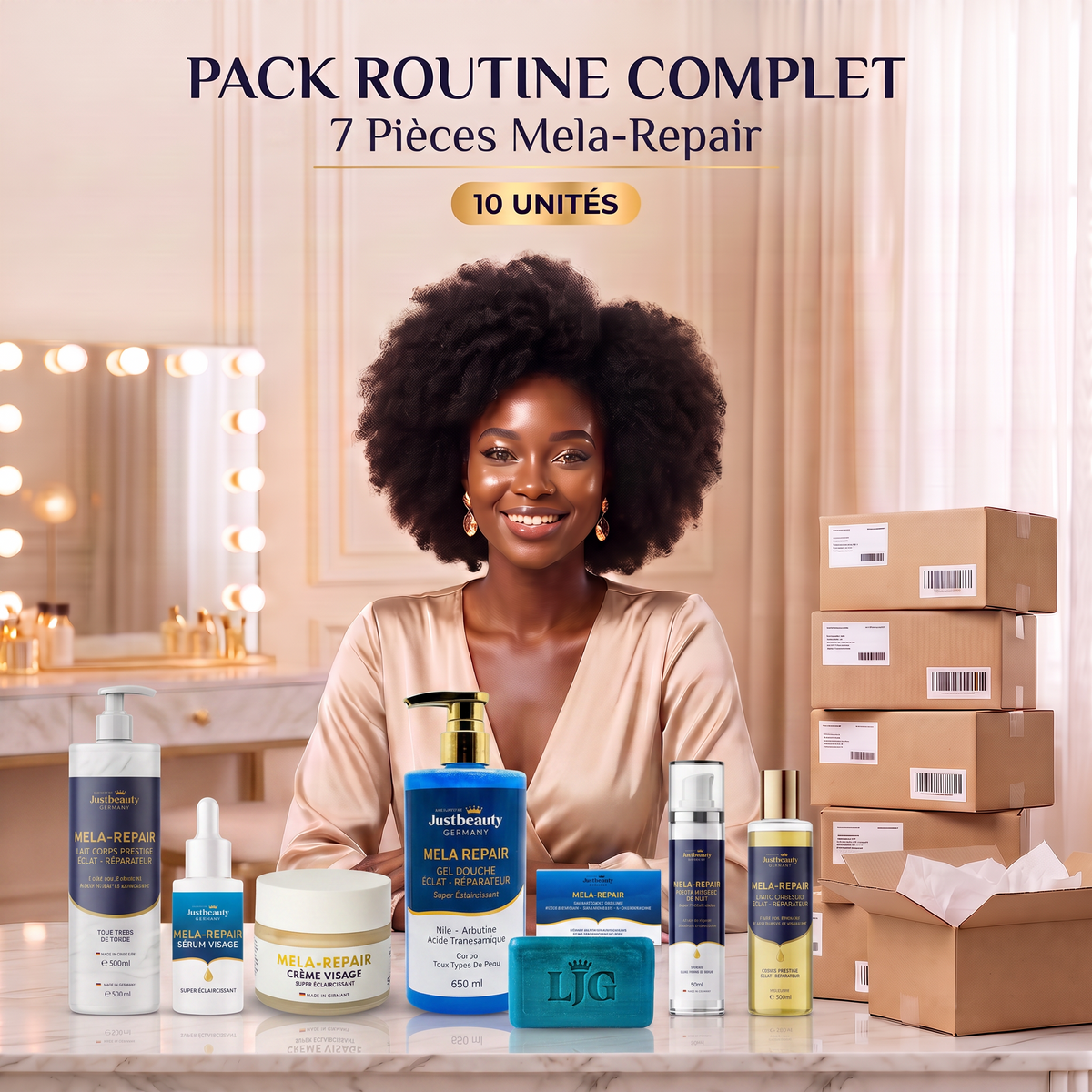 Pack  MELA-REPAIR Anti-Taches Visage & Corps – 10 Routines de 7 Soins