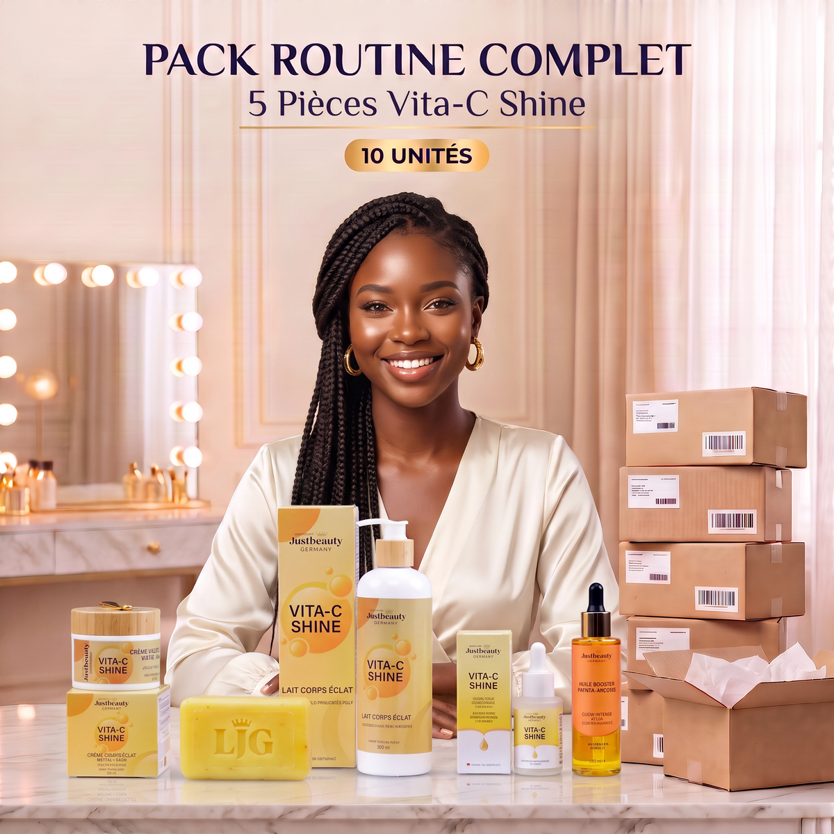 Pack Revendeur VITA-C SHINE à la Vitamine C – 10 Routines Éclat Visage & Corps